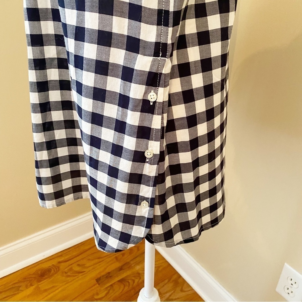 Talbots Long Sleeve Black & White Check Cotton Shirt Top - Medium - Picture 4 of 12